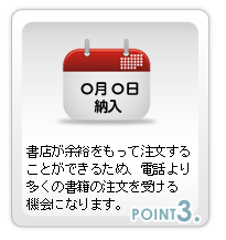 書店が余裕をもって注文することができるため、電話より多くの書籍の注文を受ける機会になります。